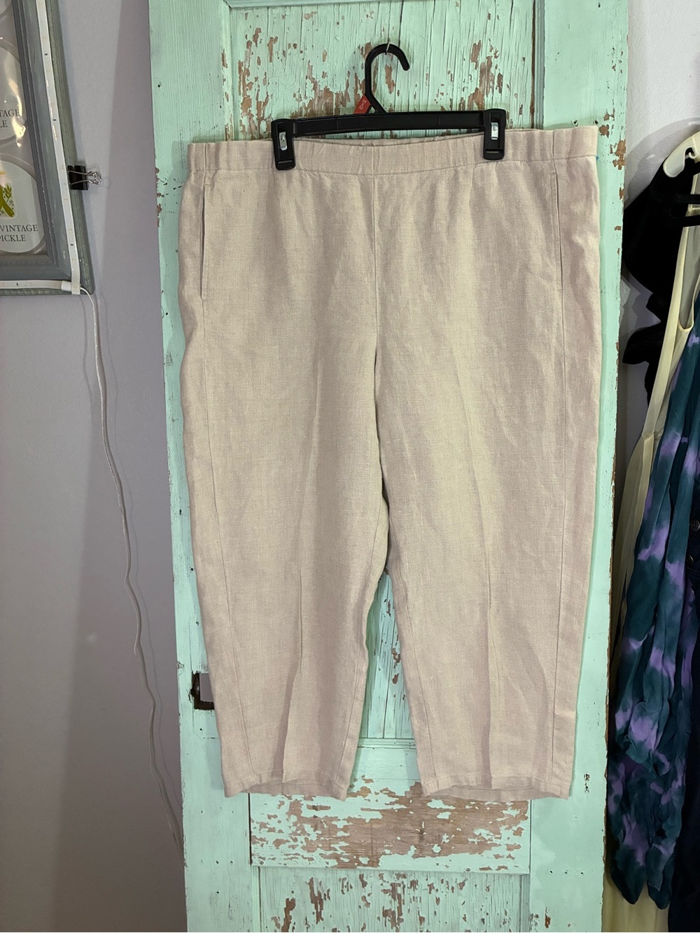 J. Jill Light Beige Linen Capri Pants